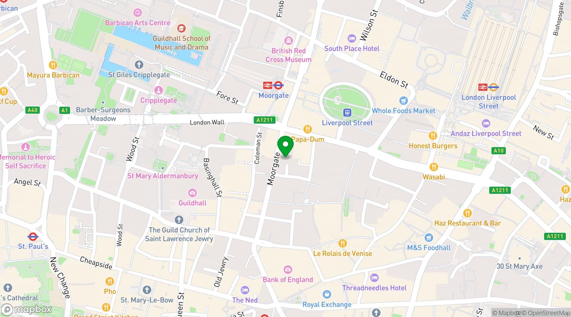 Map showing One Moorgate Place