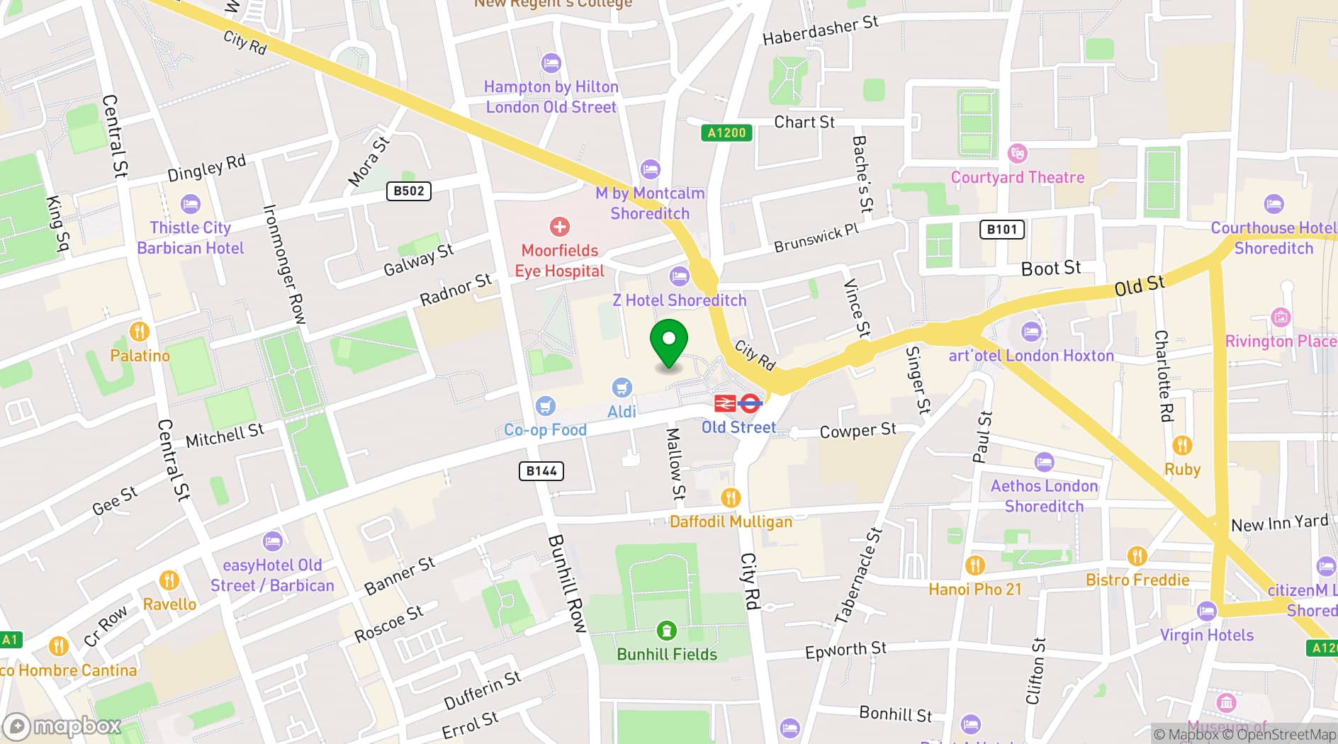 Map showing Old Street Tavern