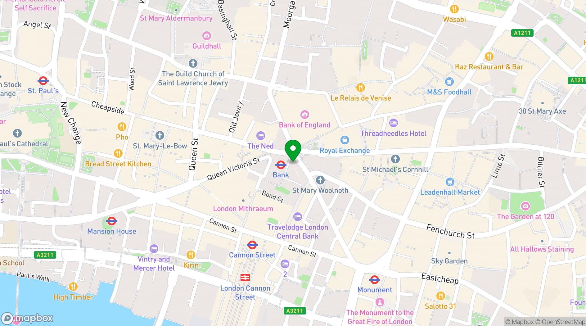 Map showing 1 Lombard Street