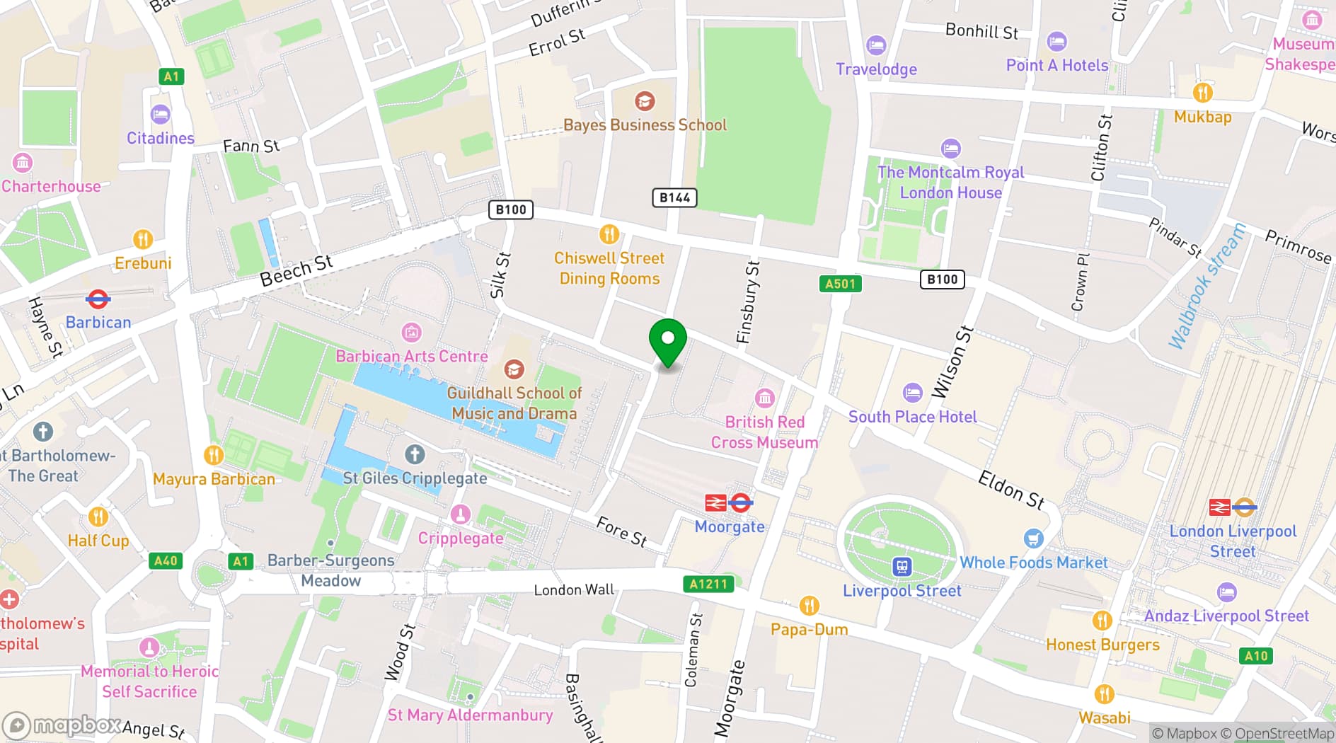 Map showing Spaces City Point