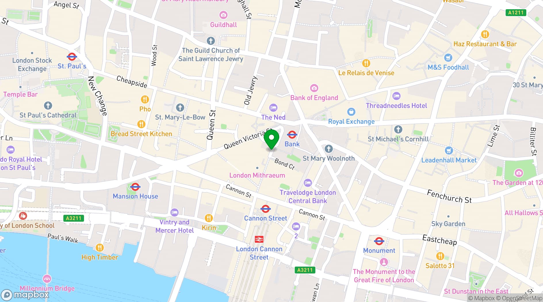 Map showing St Stephen Walbrook