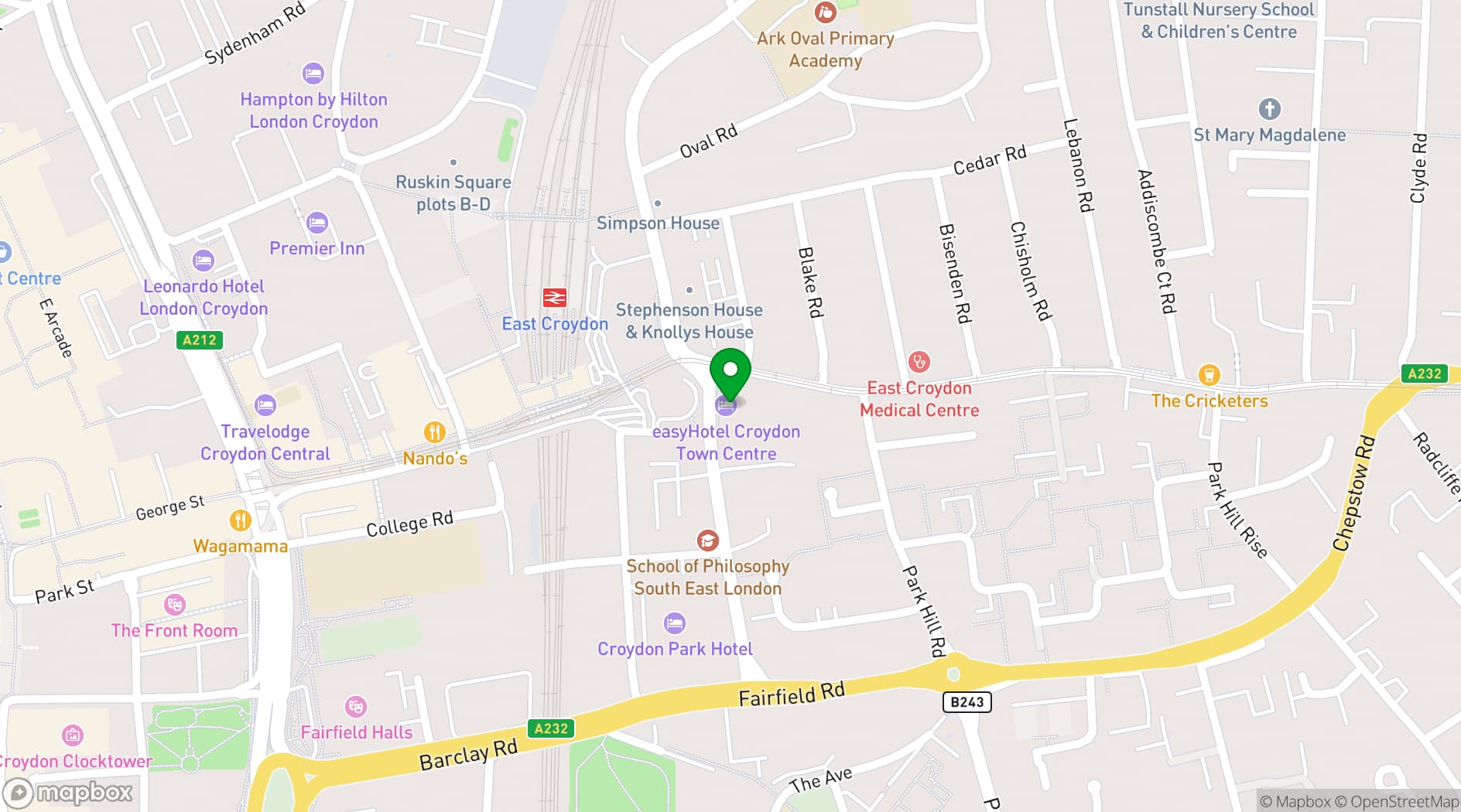 Map showing 22 Addiscombe Road