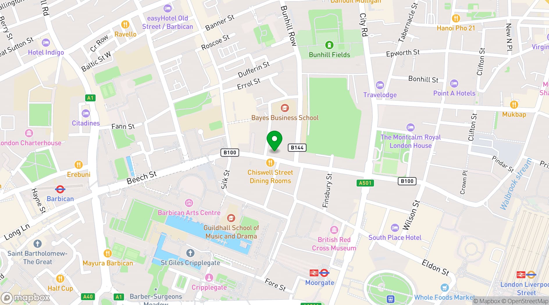 Map showing London Rehearsal Space - Liverpool Street / Moorgate