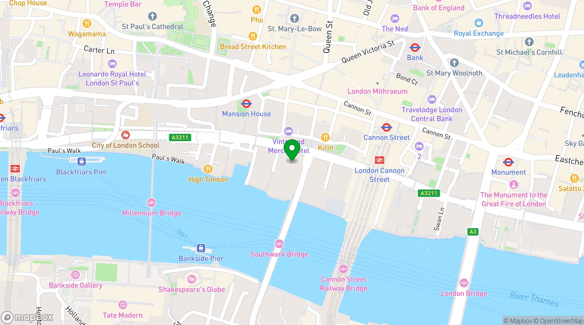 Map showing Vintners' Hall