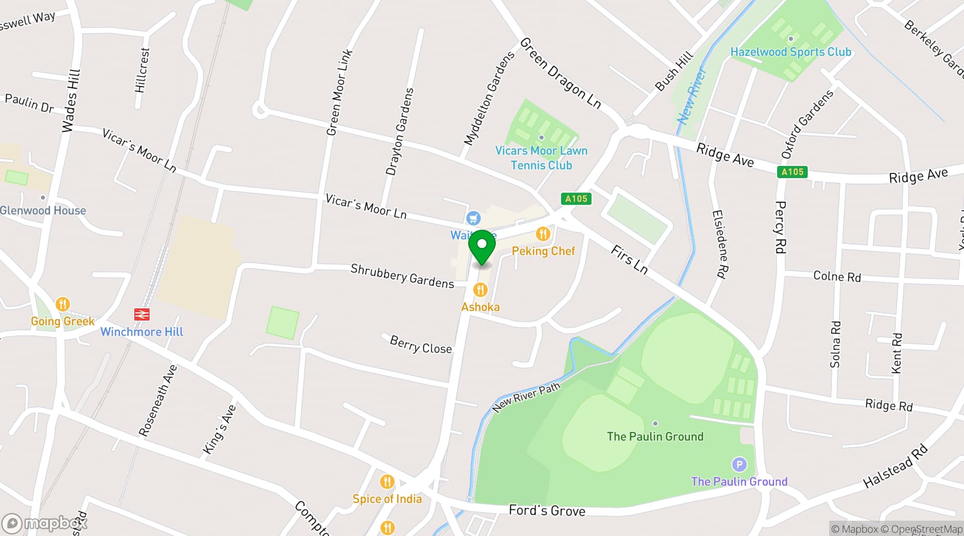 Map showing Punto Restaurant