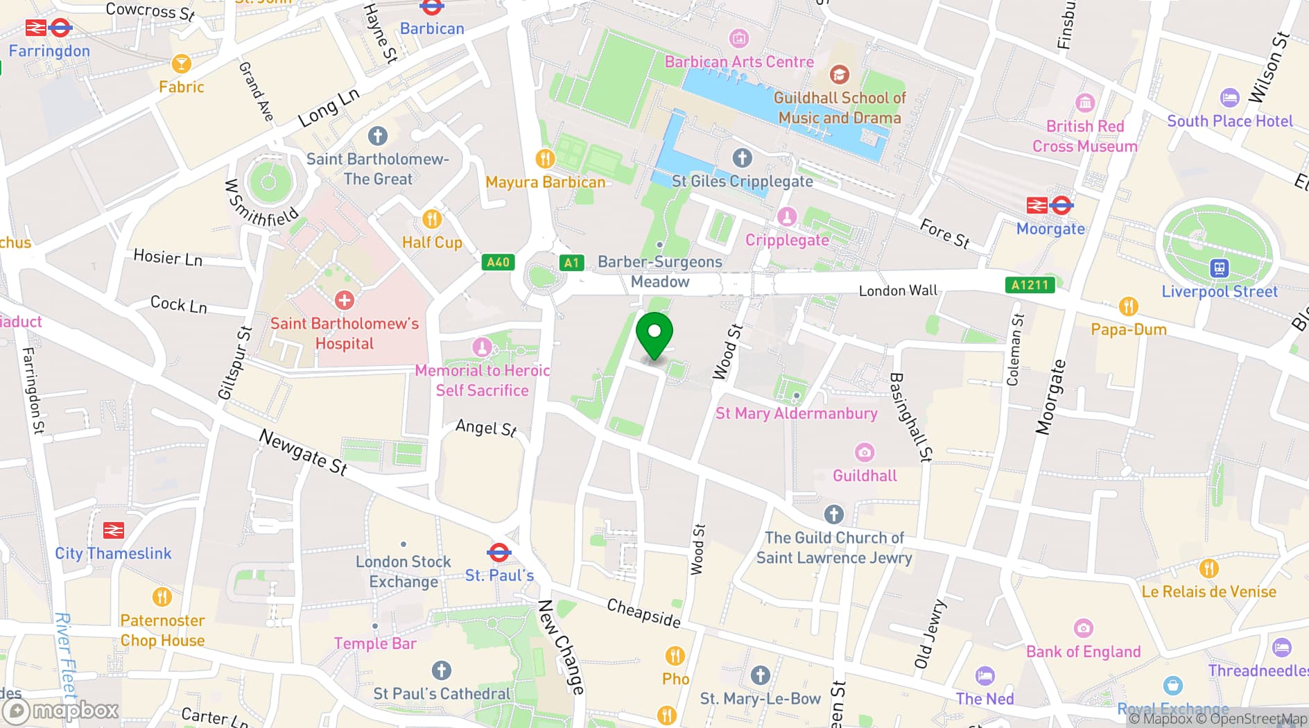 Map showing Pewterers' Hall