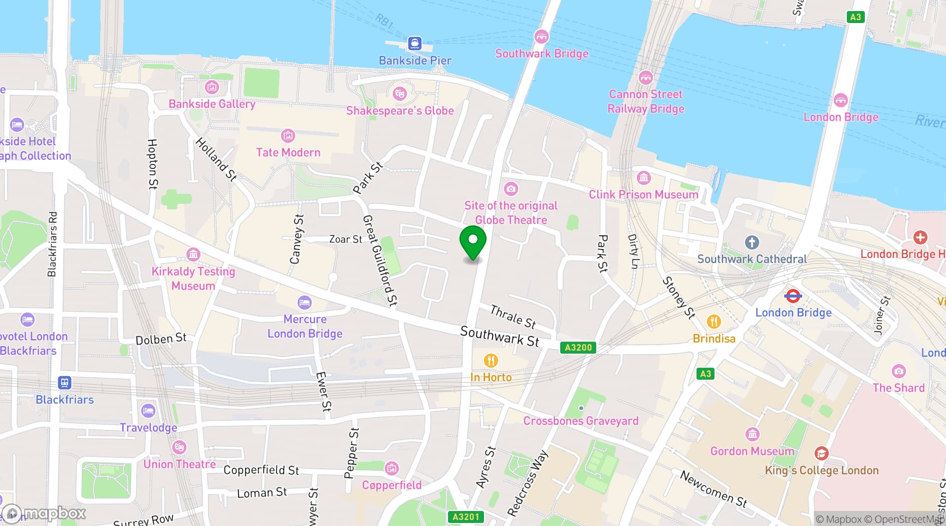 Map showing Southwark Bridge Road 