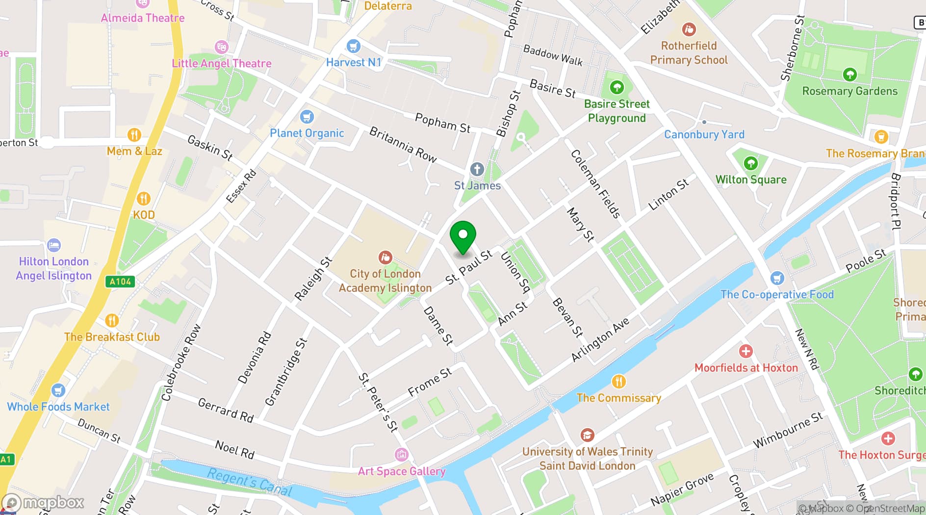 Map showing The Arc Centre, Islington