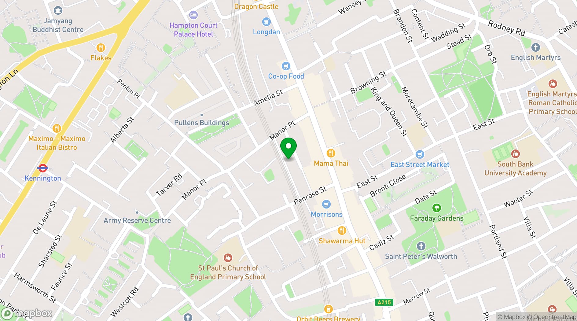 Map showing Columbia Creative Pop Up Studio