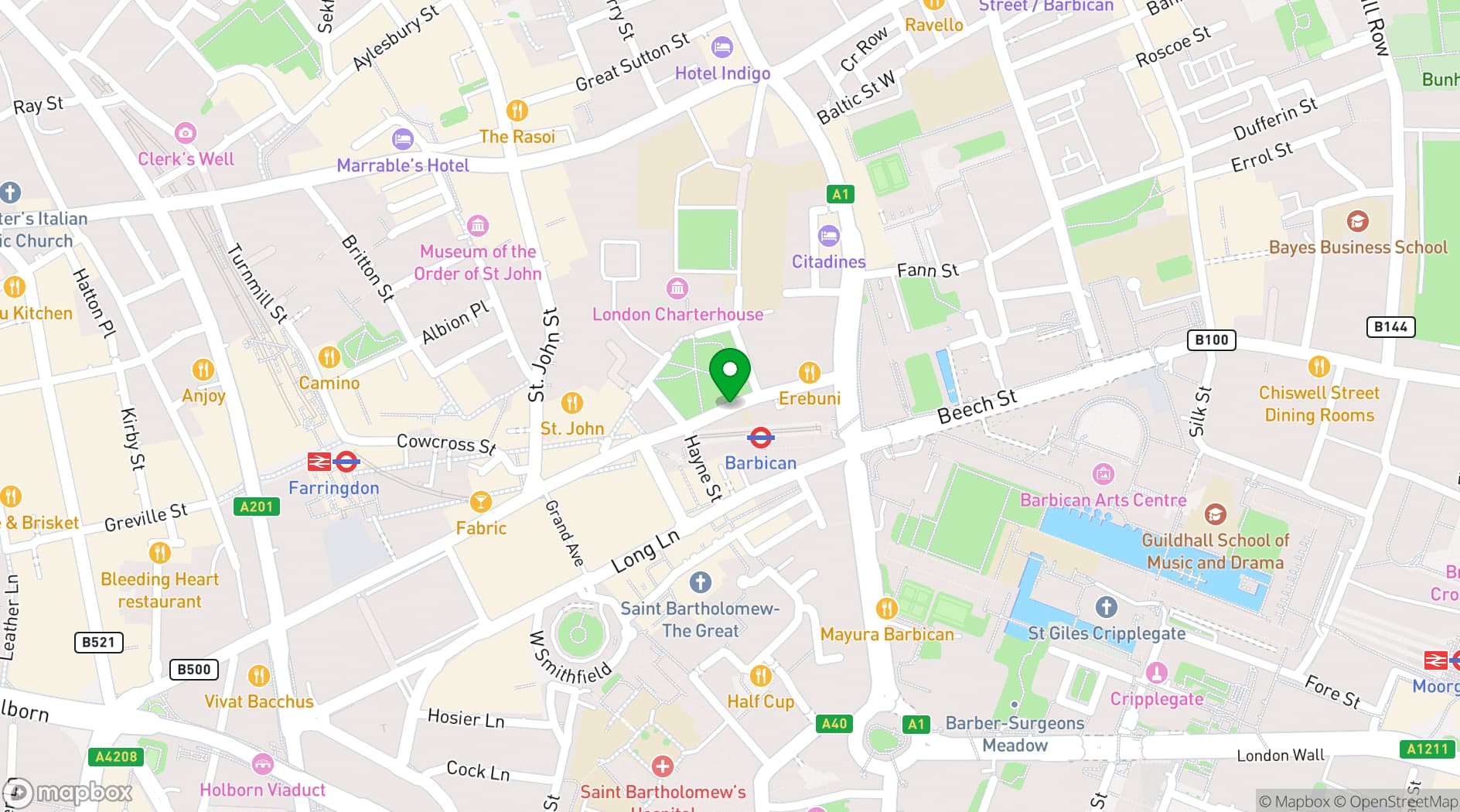 Map showing Charterhouse Square