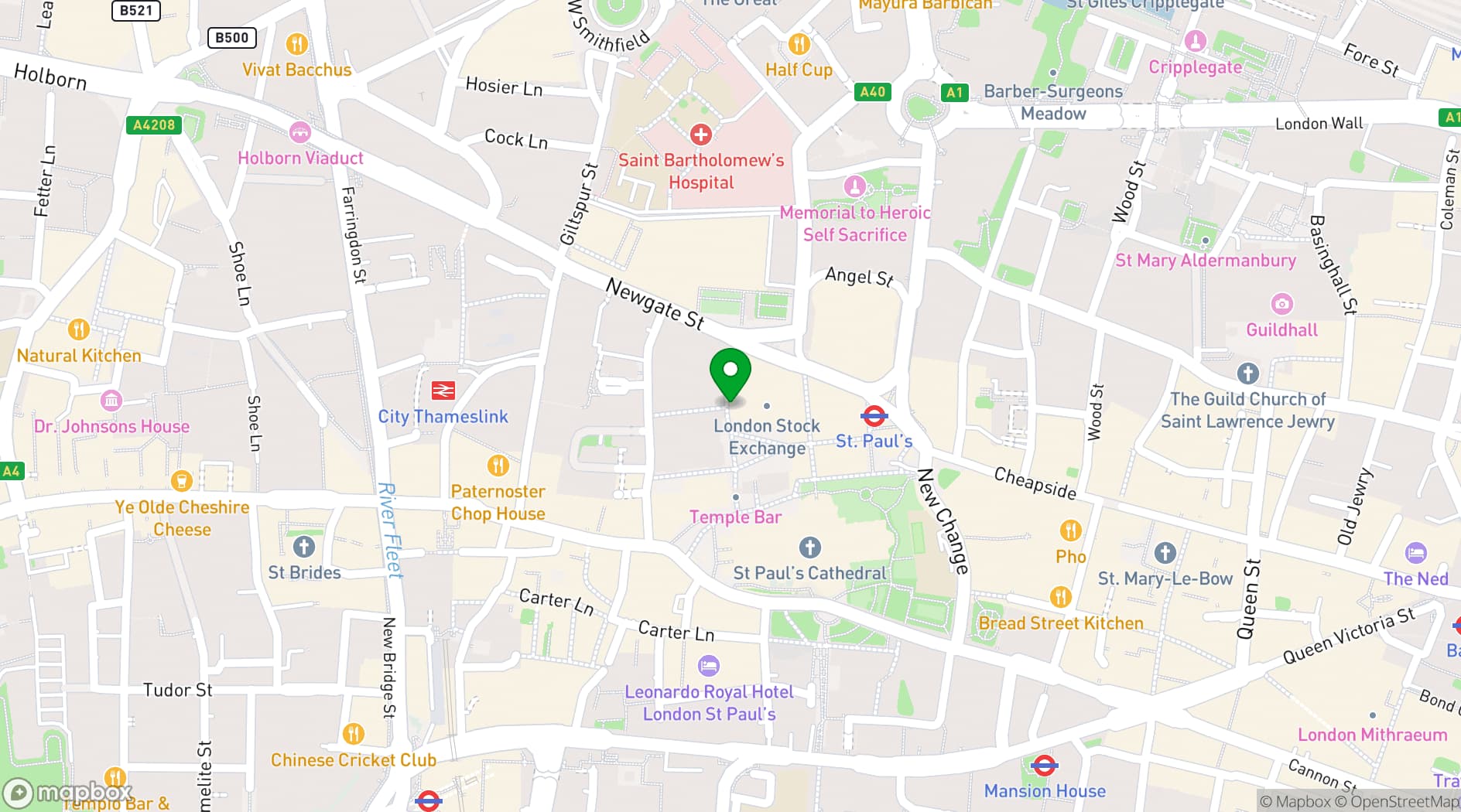 Map showing Convene Sancroft, St Pauls
