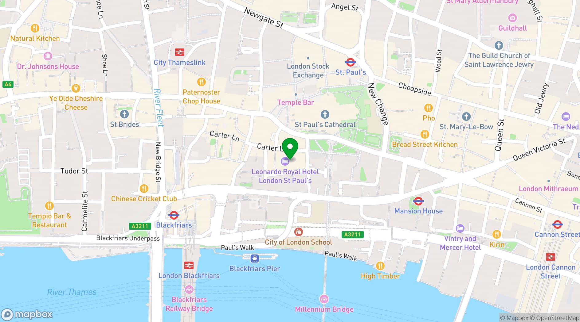Map showing Leonardo Royal Hotel London St.Pauls 