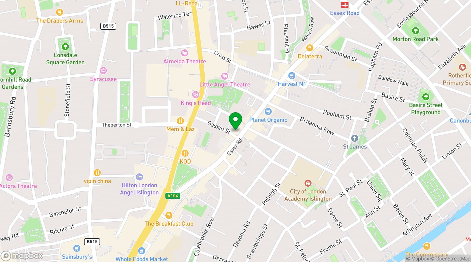 Map showing Simmons | Angel