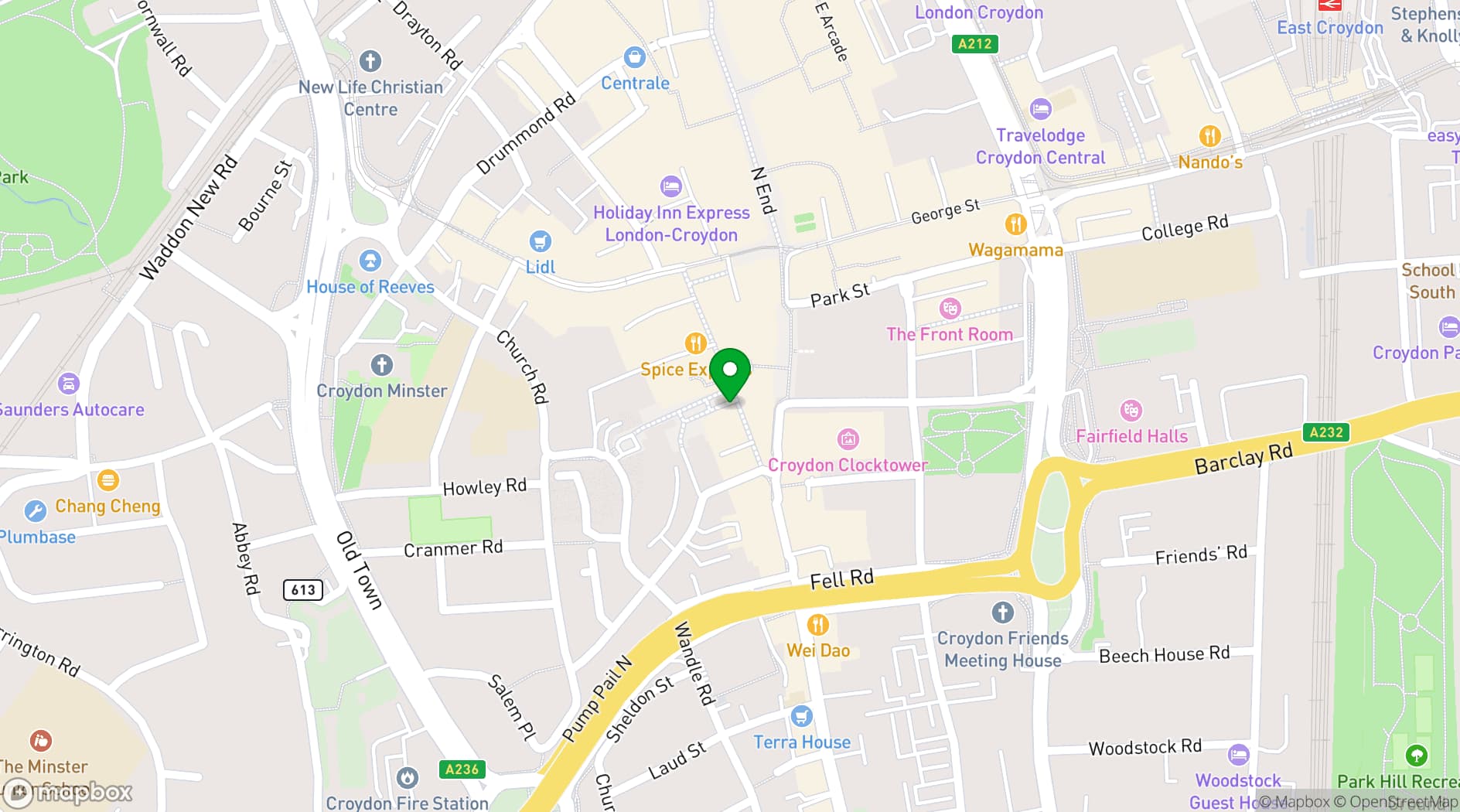 Map showing Croydon Conference Centre