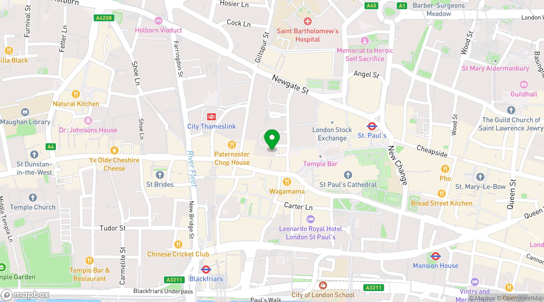 Map showing Stationers' Hall and Garden