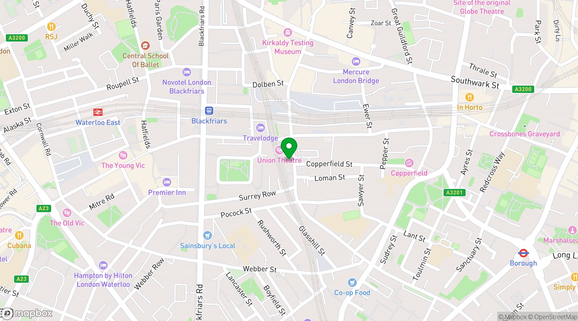 Map showing The Africa Centre
