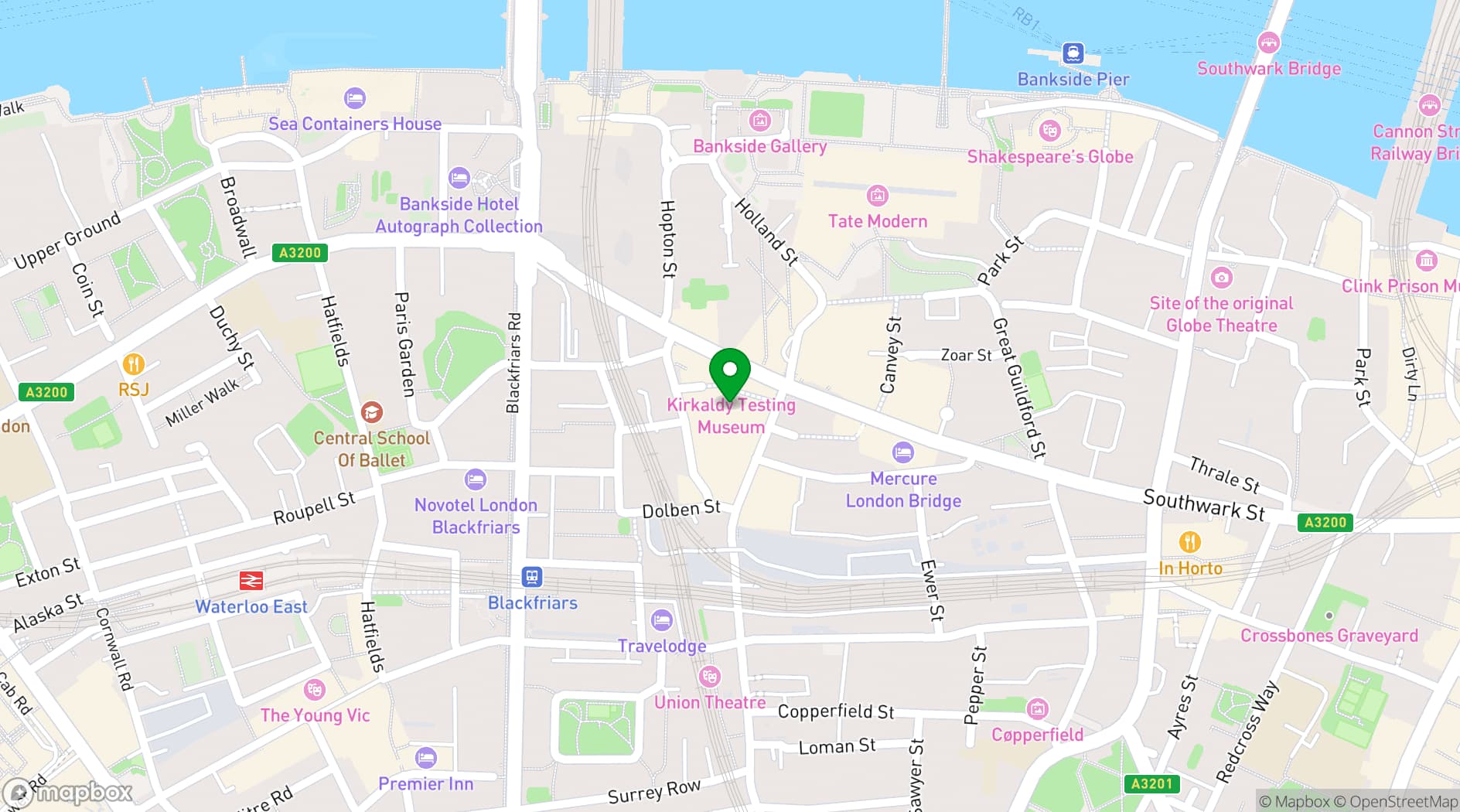 Map showing Hilton London Bankside