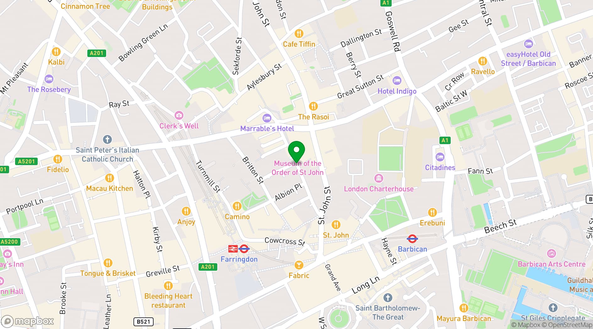 Map showing Museum of the Order of St John 