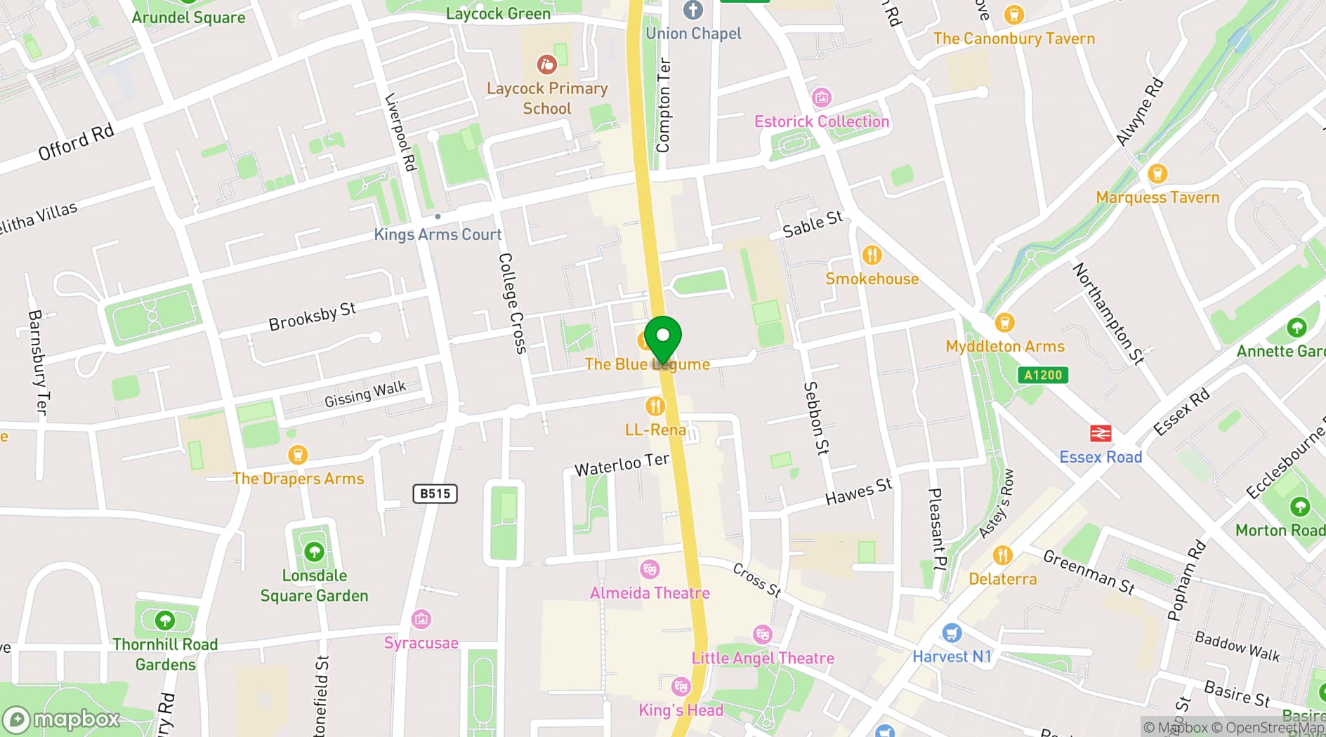 Map showing Lucky Voice Islington