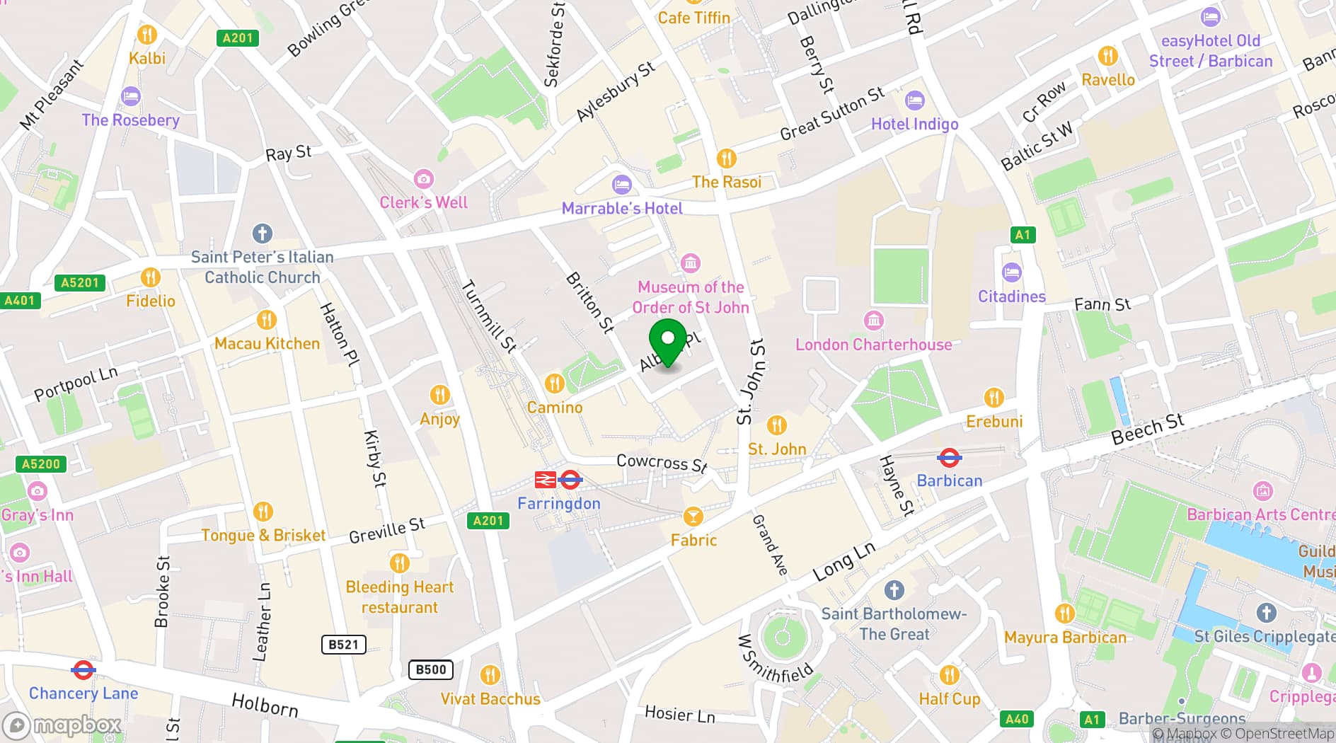Map showing The Goldsmiths' Centre