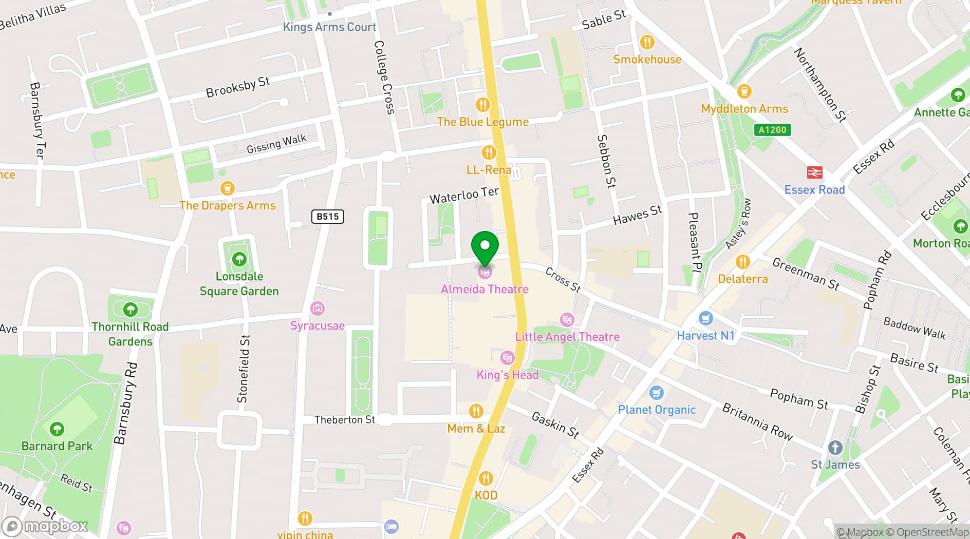 Map showing Almeida Theatre