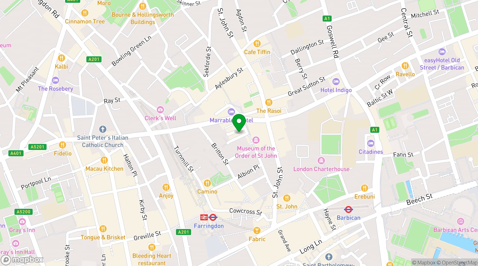 Map showing Clerkenwell & Social