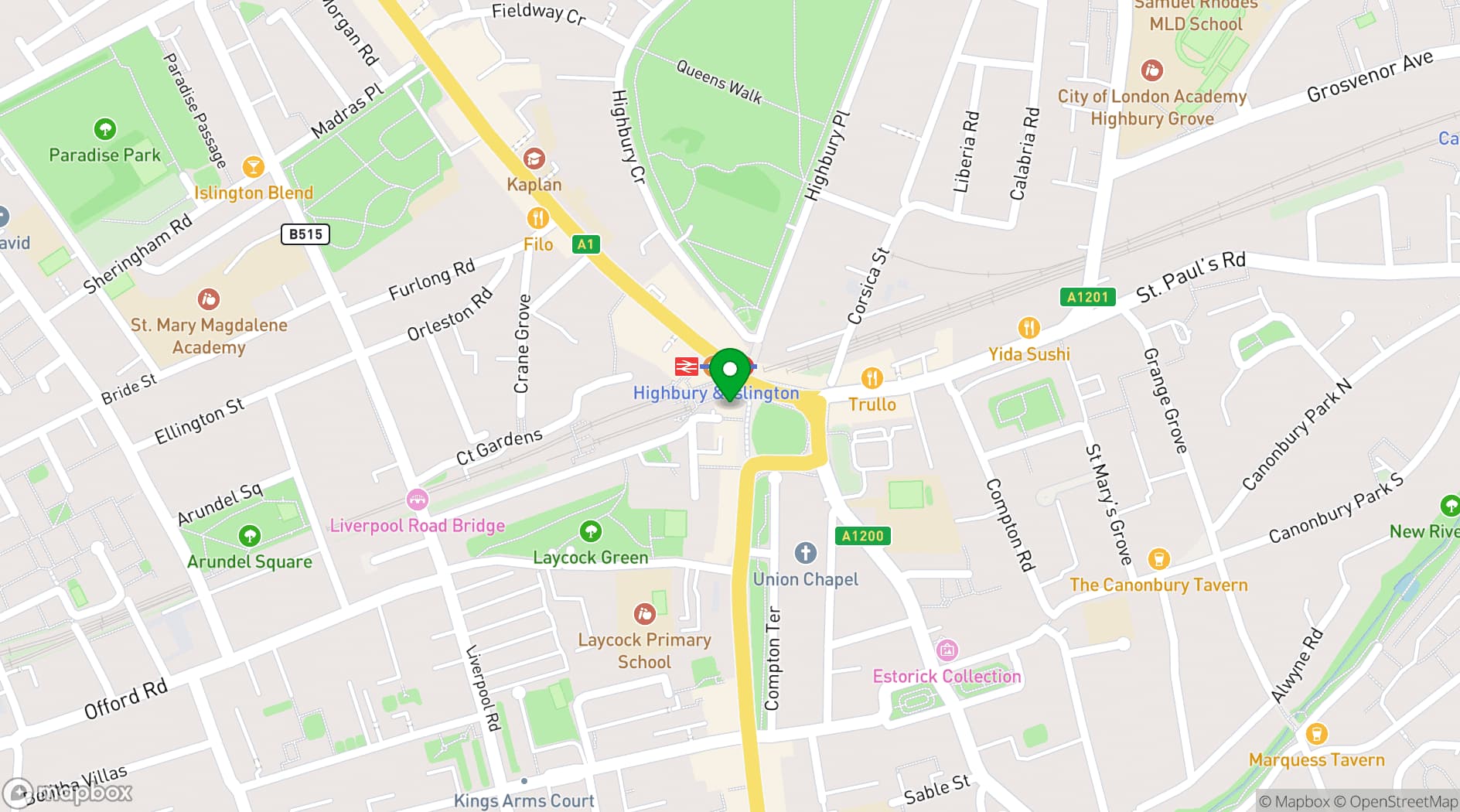 Map showing The Famous Cock Tavern
