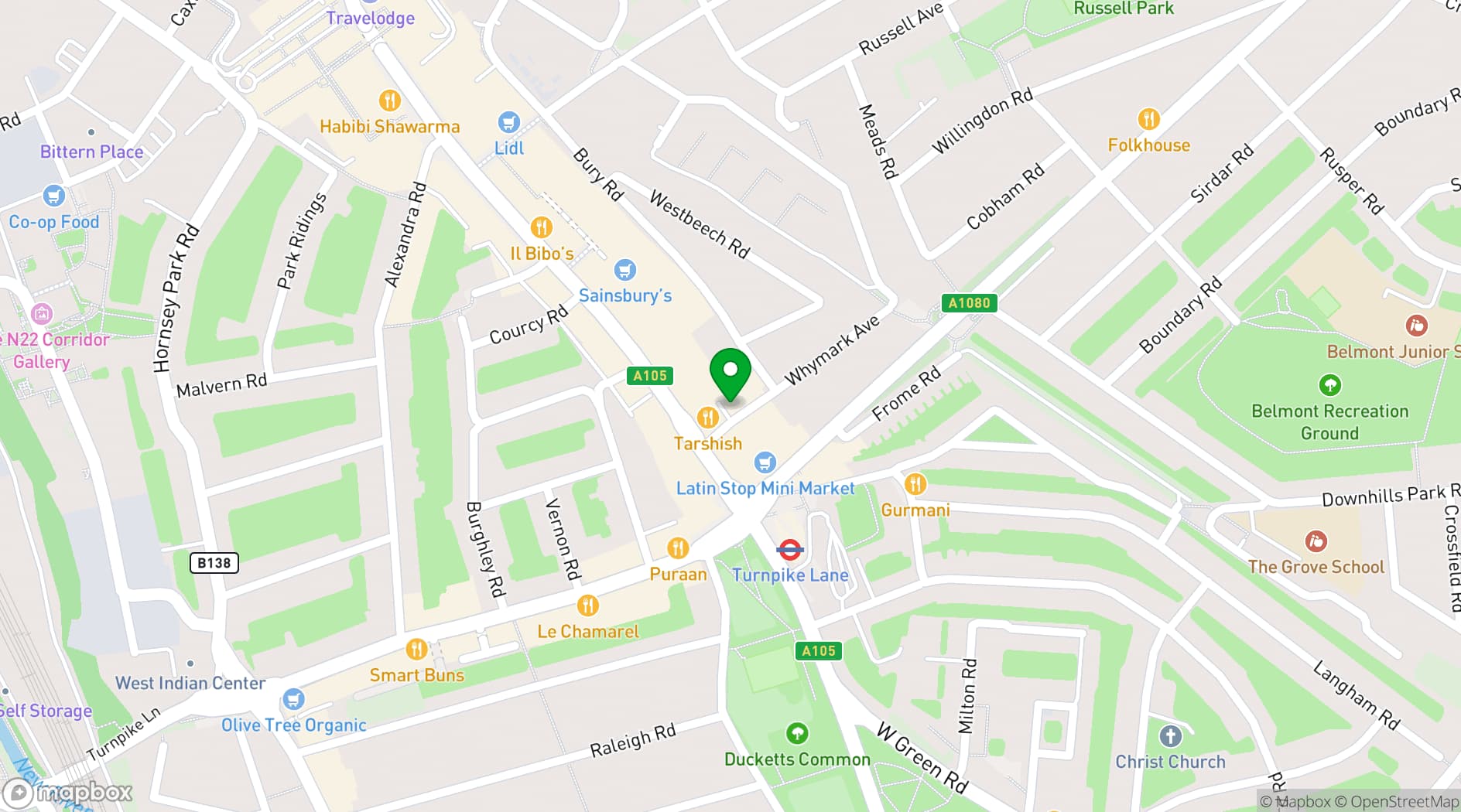 Map showing Parwan Restaurant & Venue