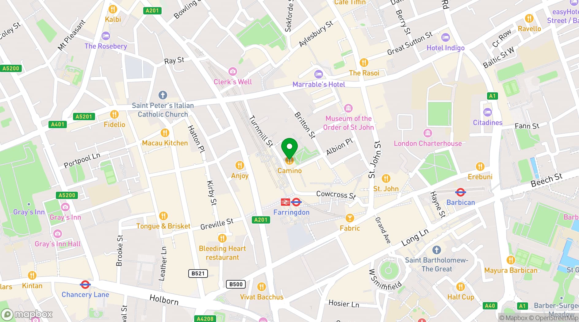 Map showing Iberica Farringdon