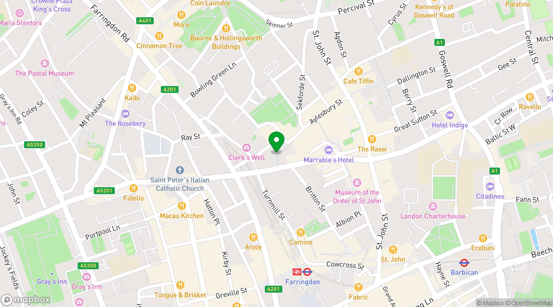 Map showing Wallacespace Clerkenwell Green