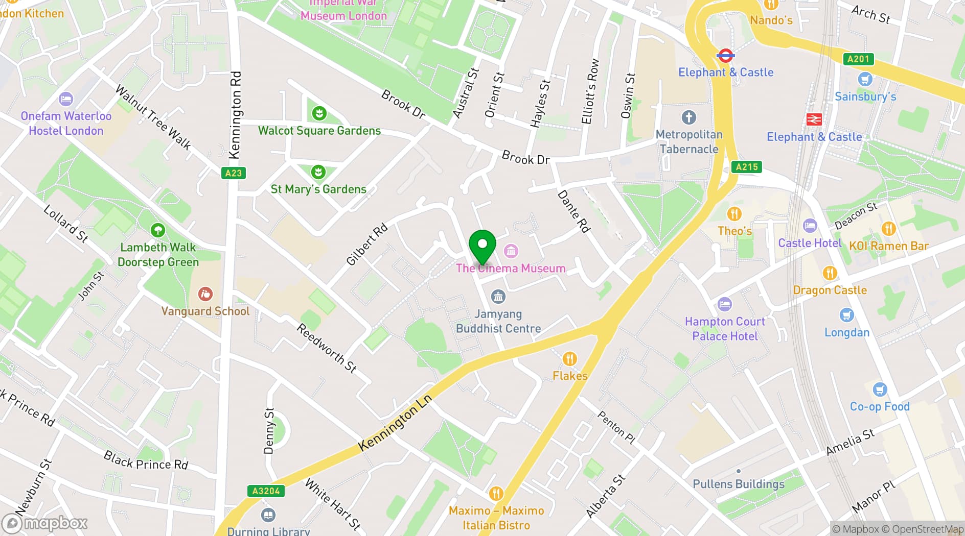 Map showing Jamyang Buddhist Centre