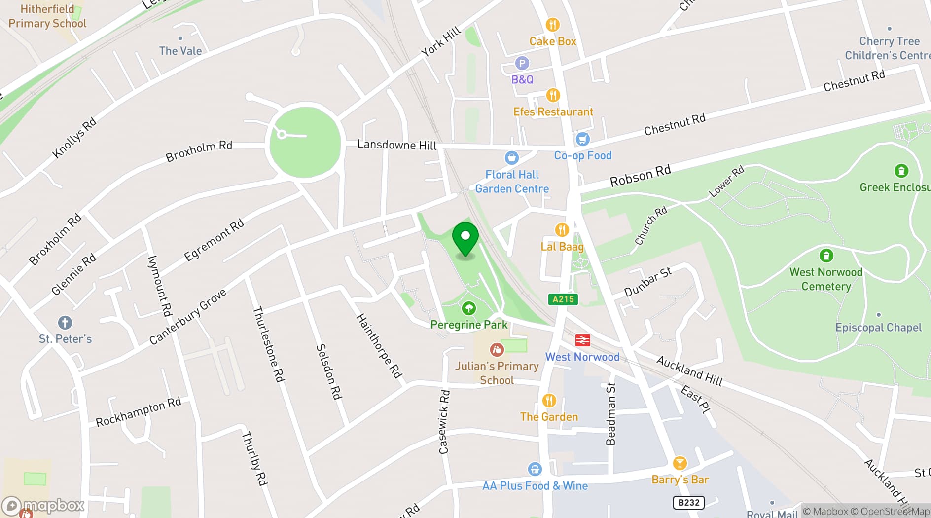 Map showing West Norwood Health and Leisure Centre