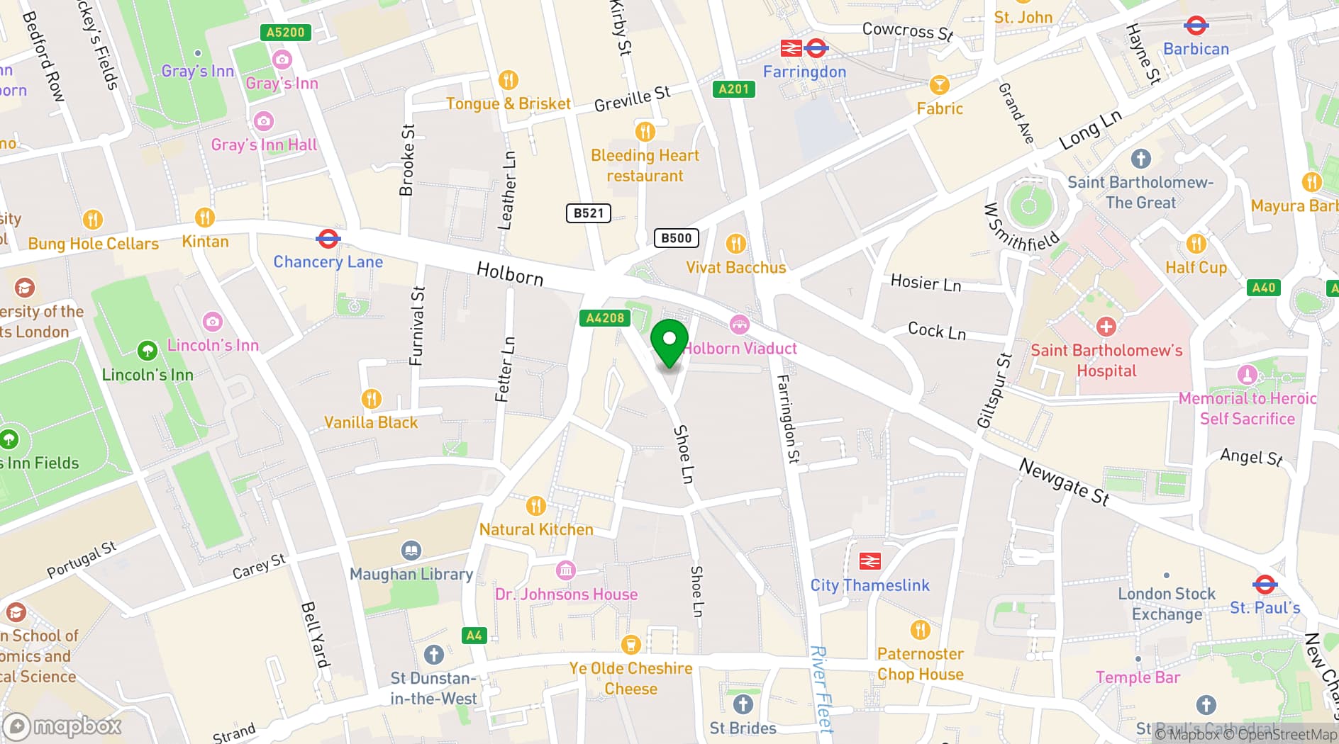 Map showing Holborn Venues