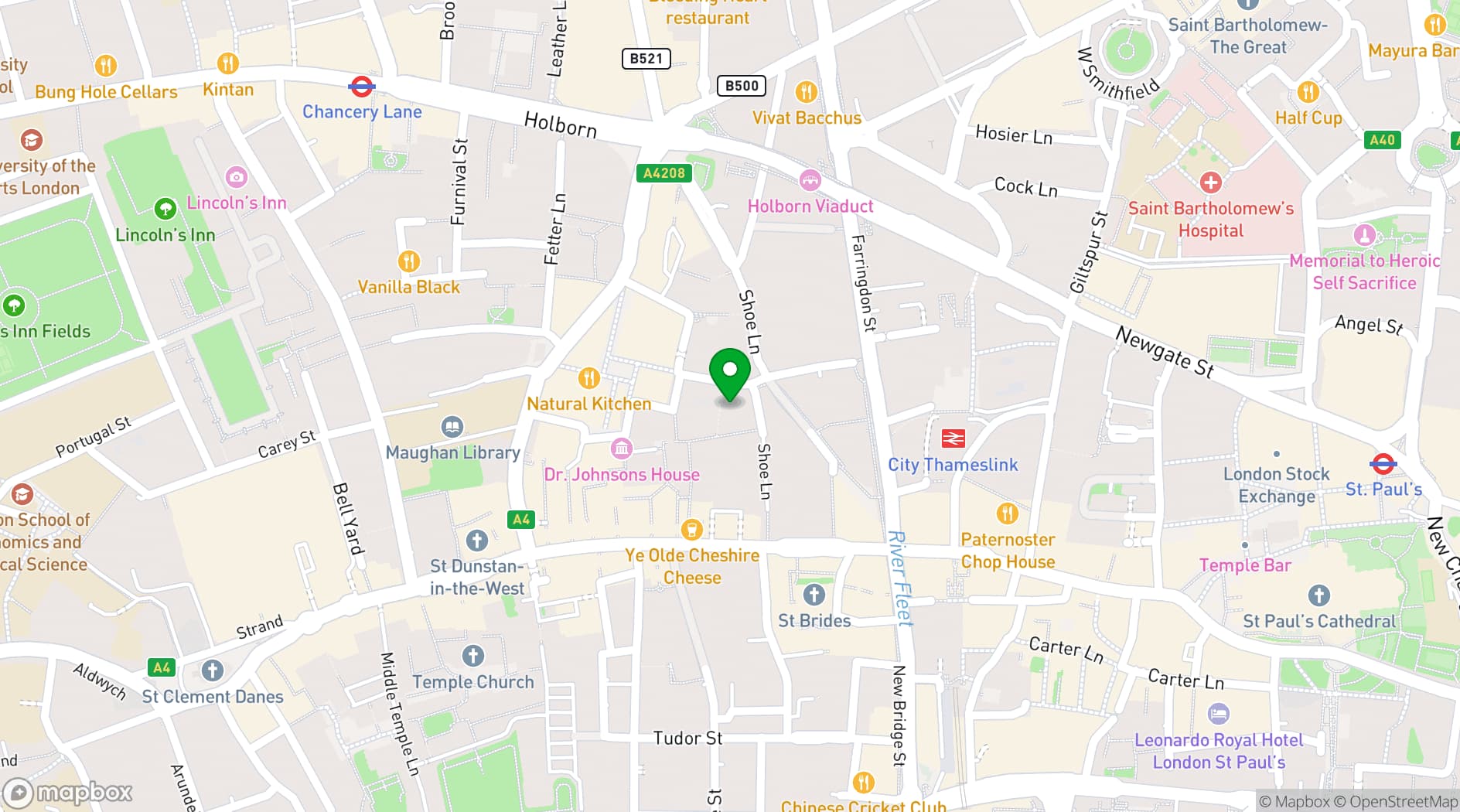 Map showing Be At One, Shoe Lane