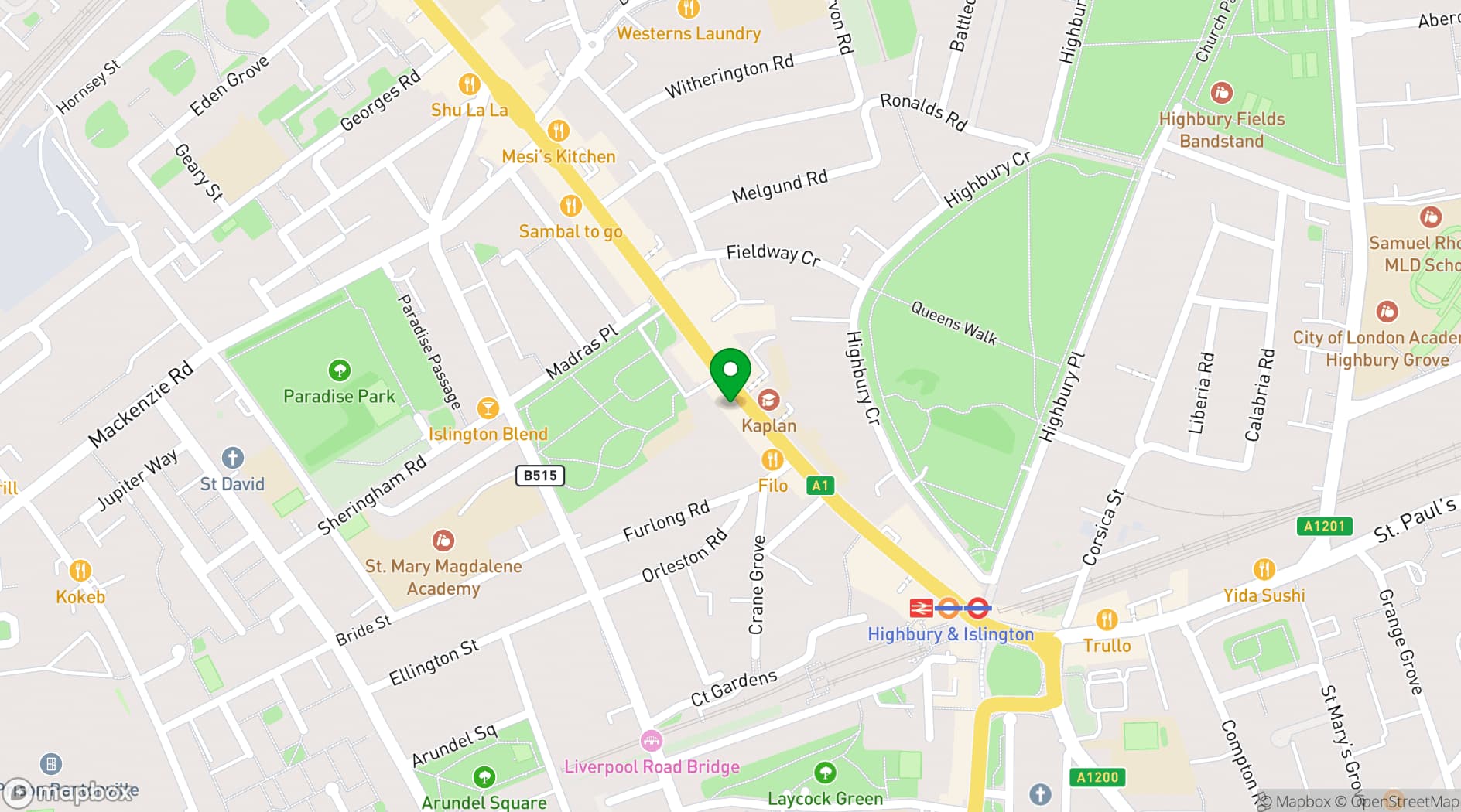 Map showing Vagabond coffee 