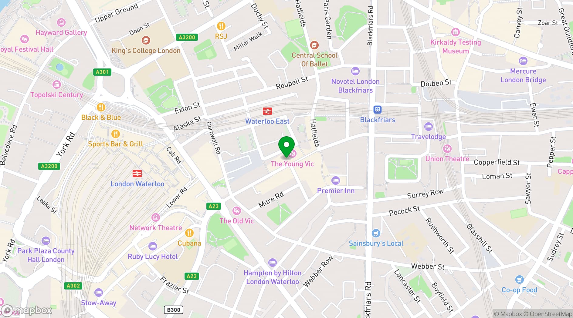 Map showing The Young Vic