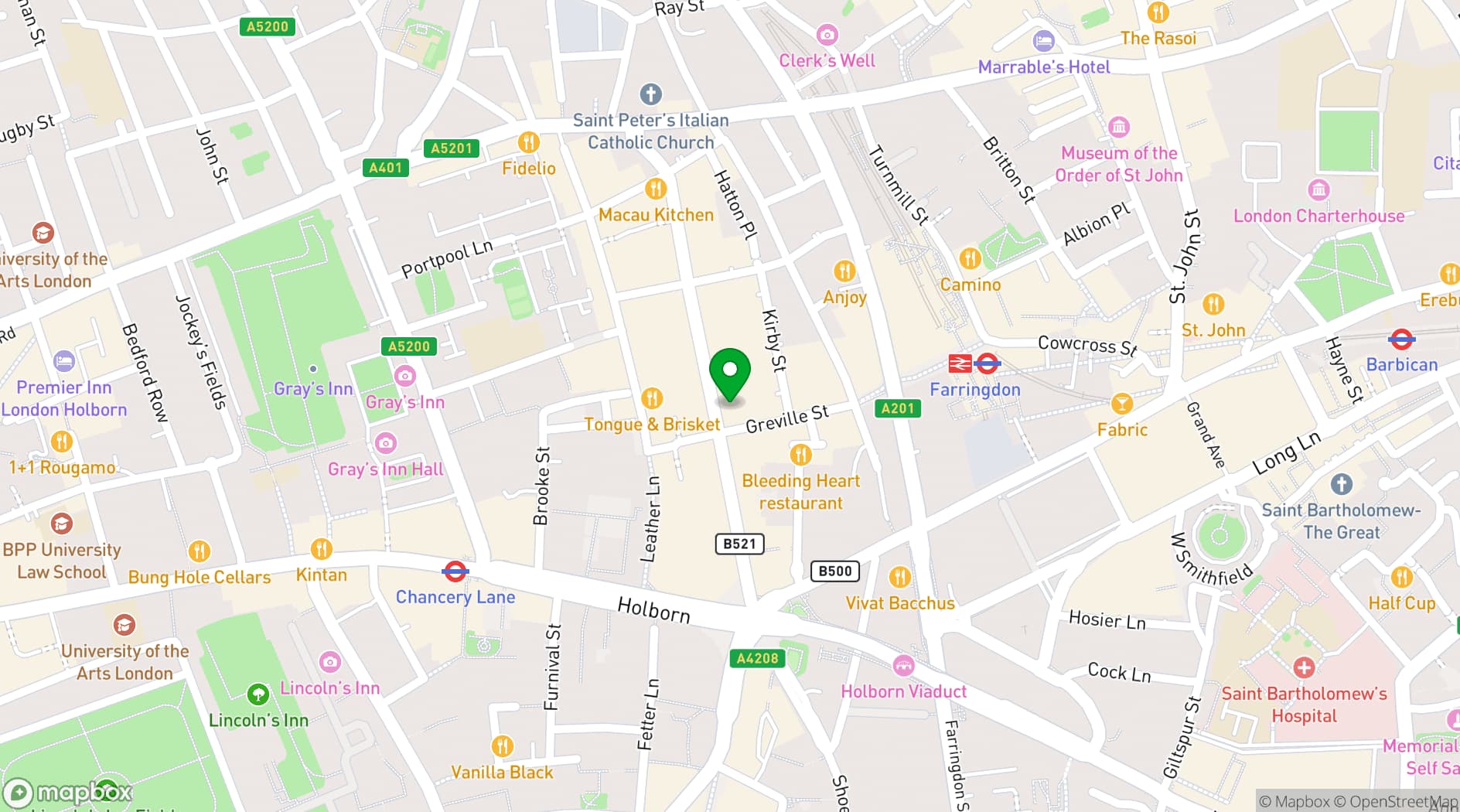 Map showing WeWork