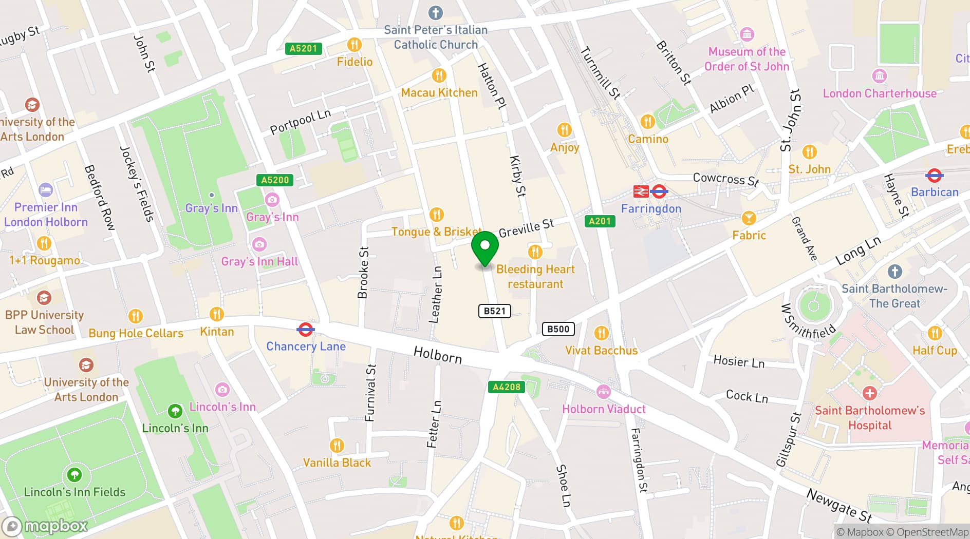 Map showing Headspace Farringdon