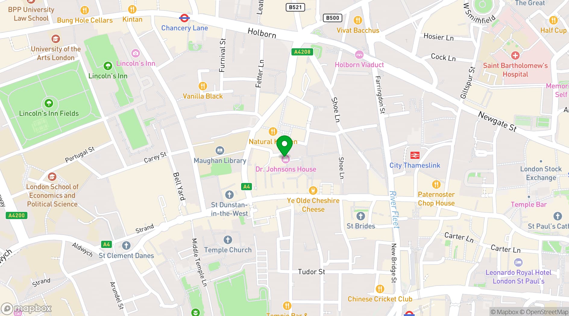 Map showing Dr Johnson's House