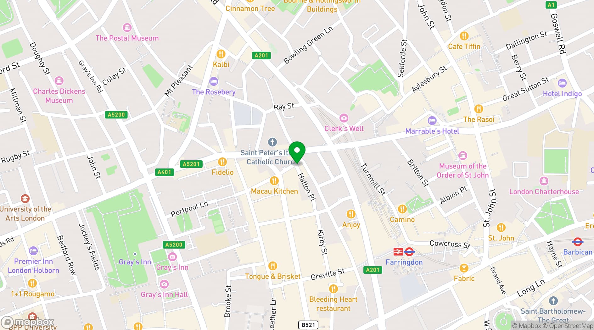 Map showing The Hat & Tun