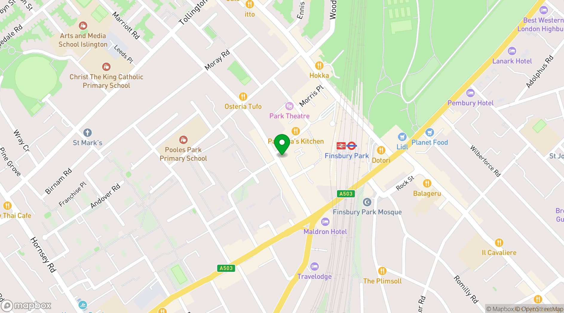 Map showing Space 4, Finsbury Park