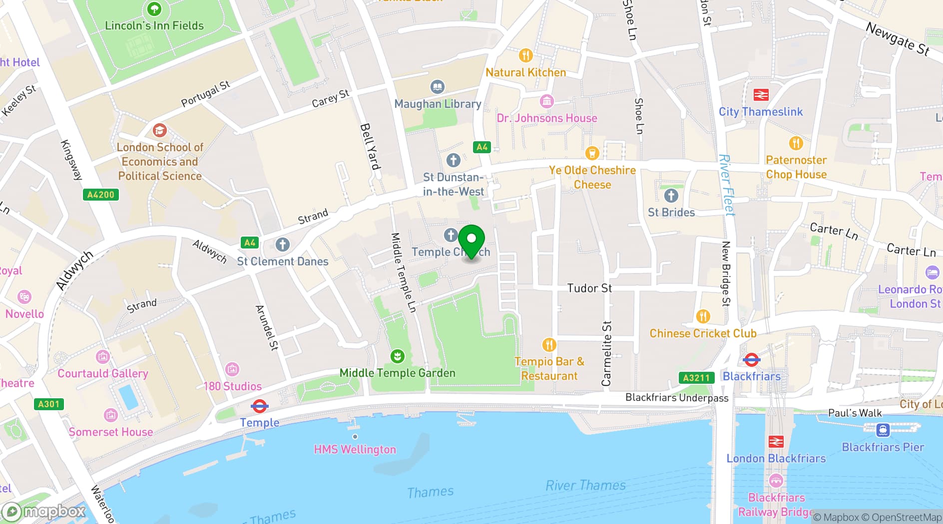 Map showing The Honourable Society of The Inner Temple