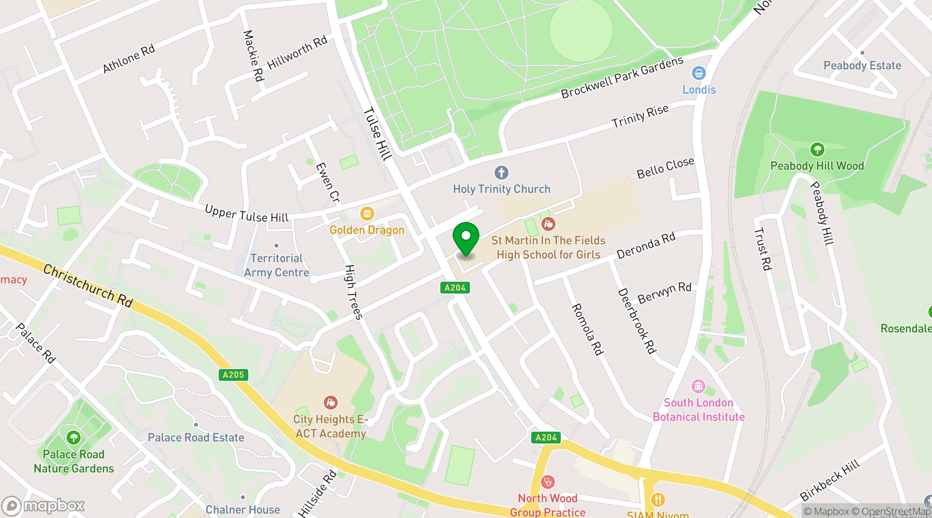 Map showing The Brixton Event Space