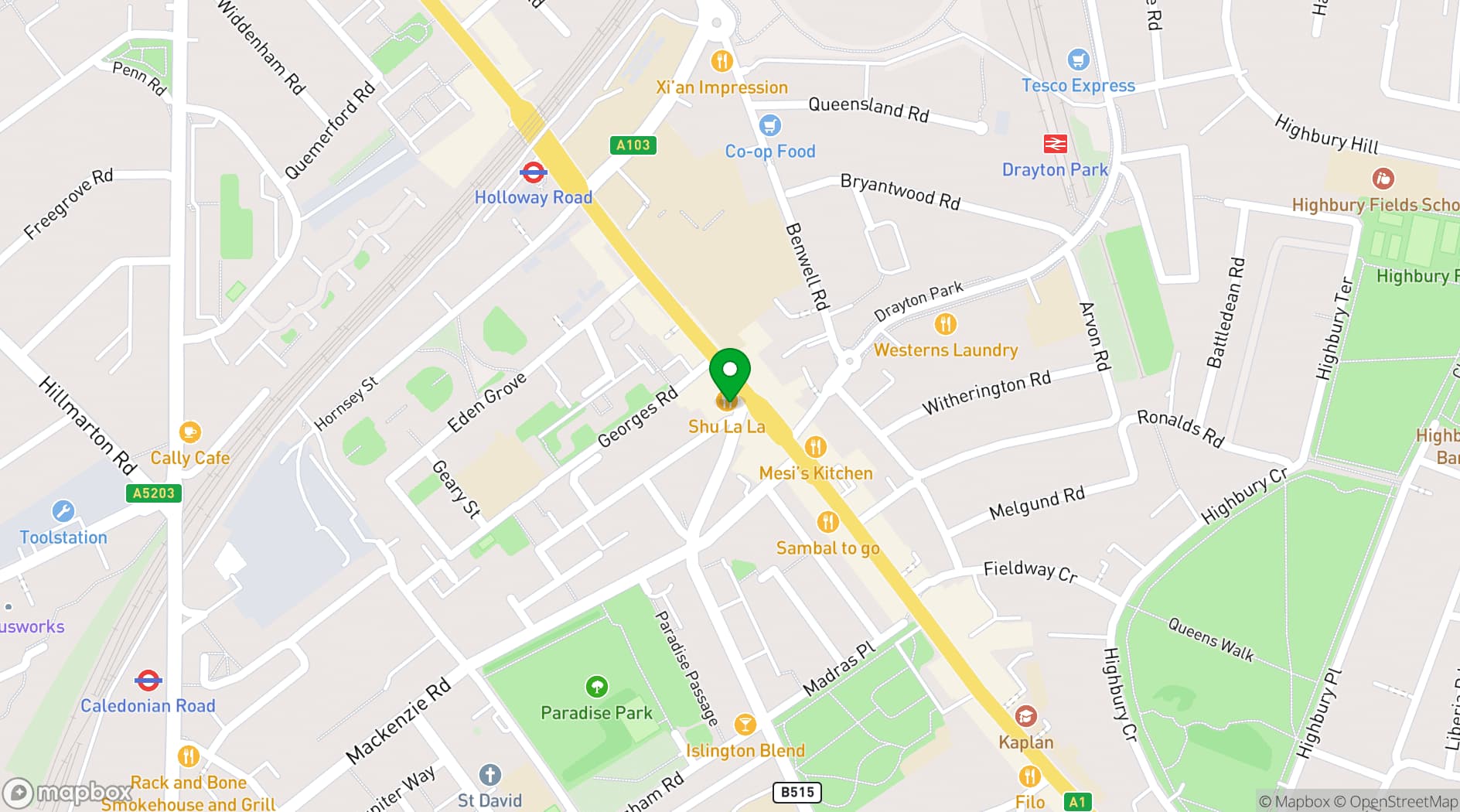 Map showing Plonk Crazy Golf - Islington