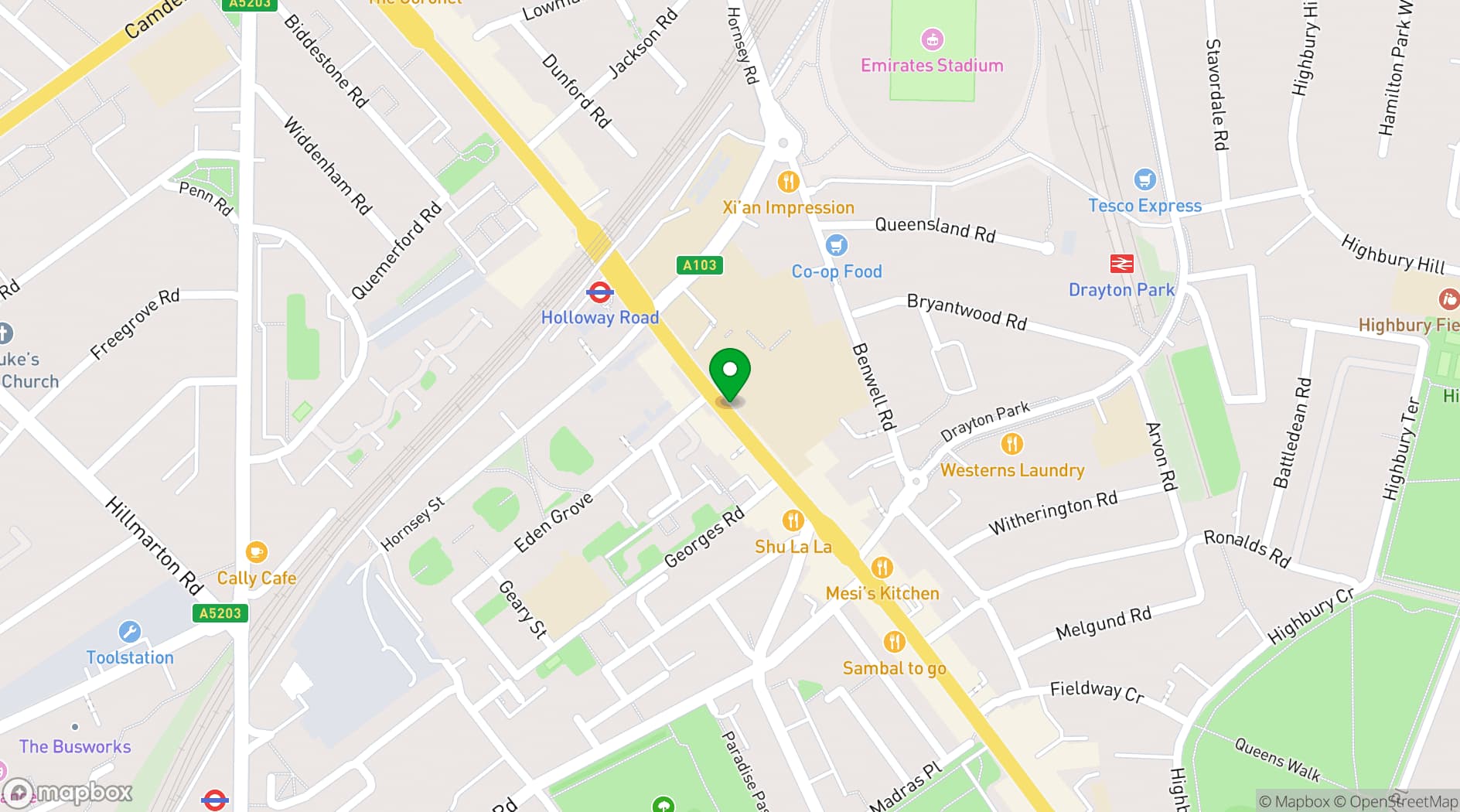 Map showing The Travel Cafe Holloway