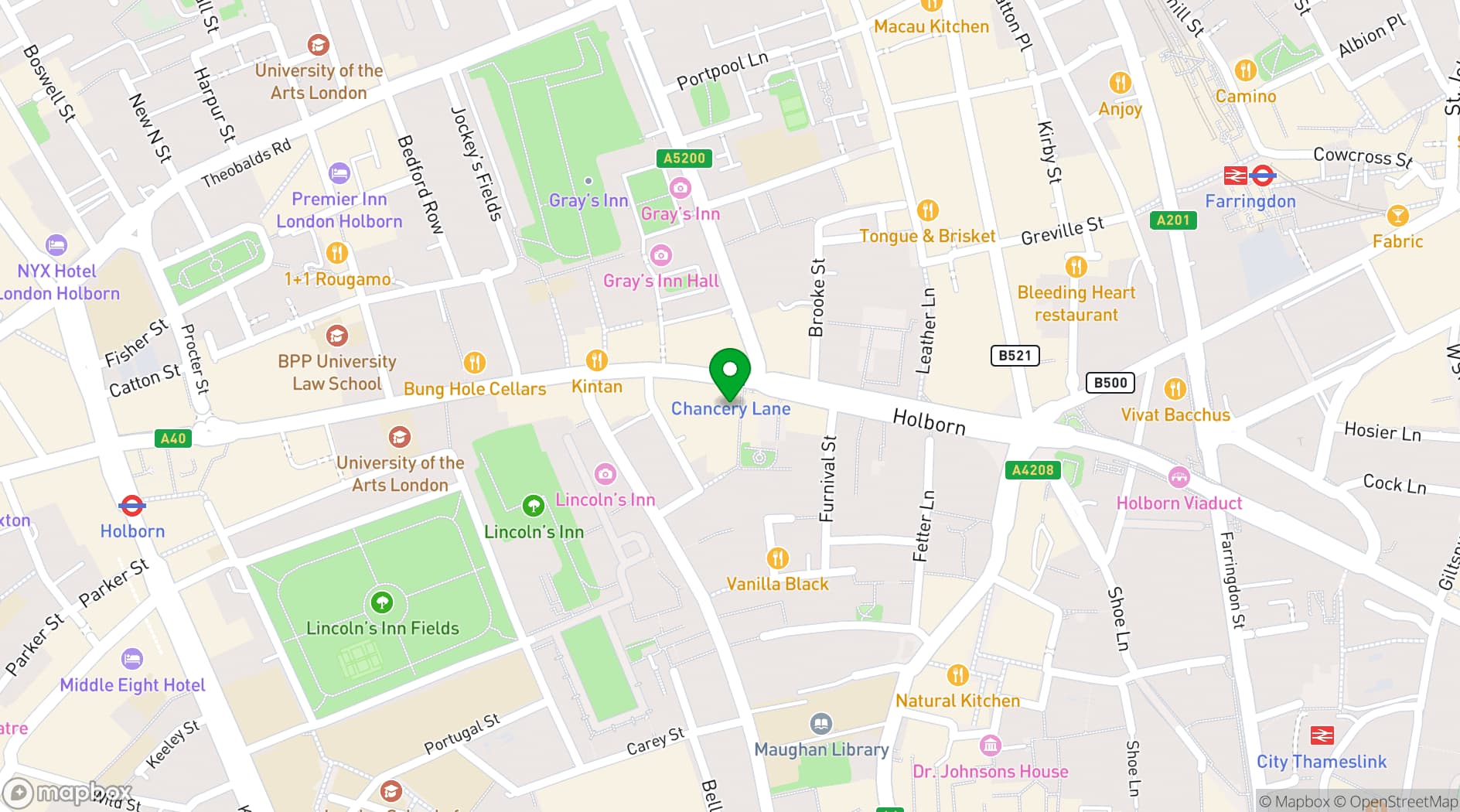 Map showing Orega Holborn Gate