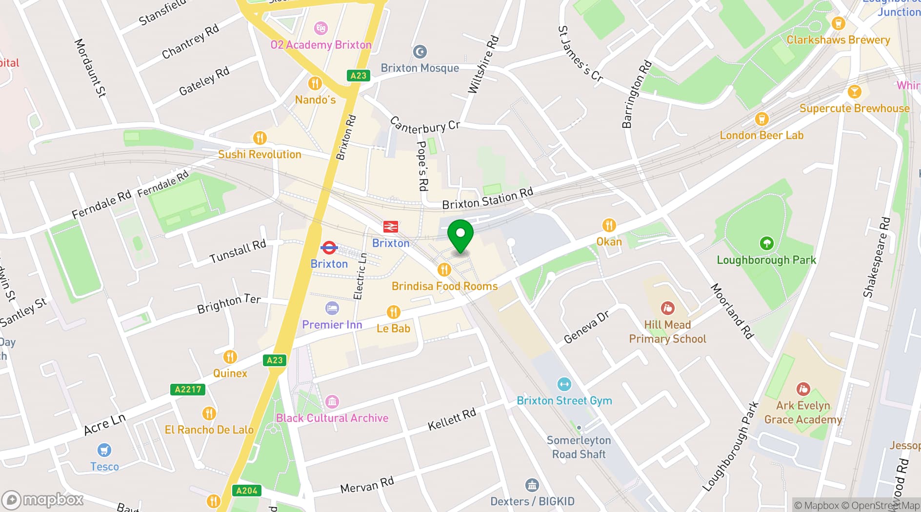Map showing Pergola Brixton
