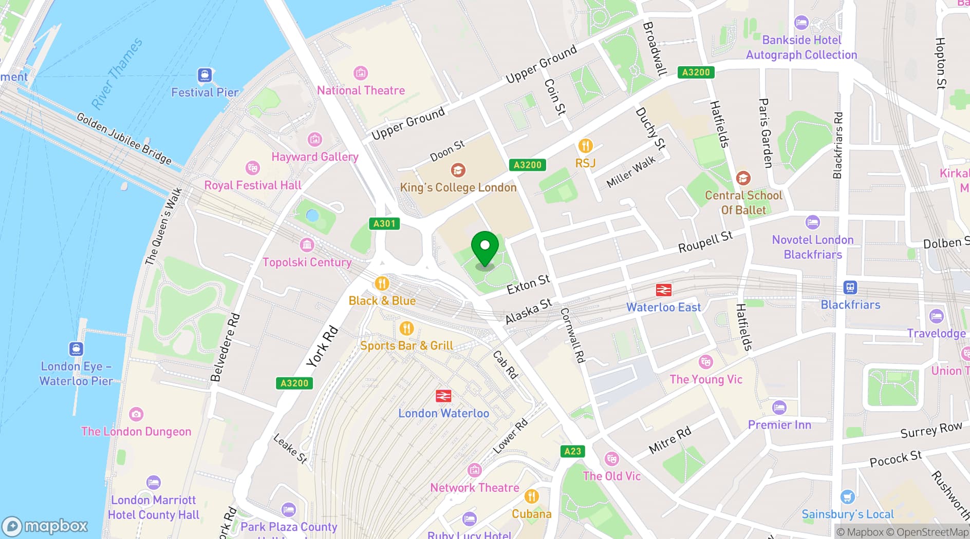 Map showing St John's Church Waterloo