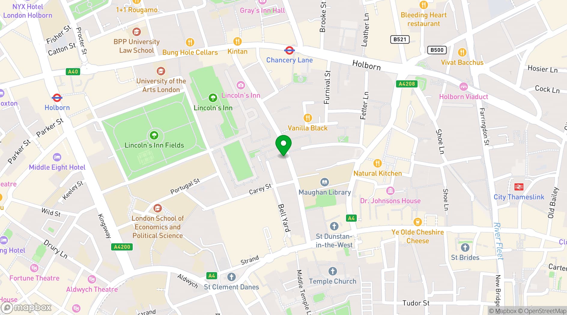 Map showing Lucky Voice Holborn