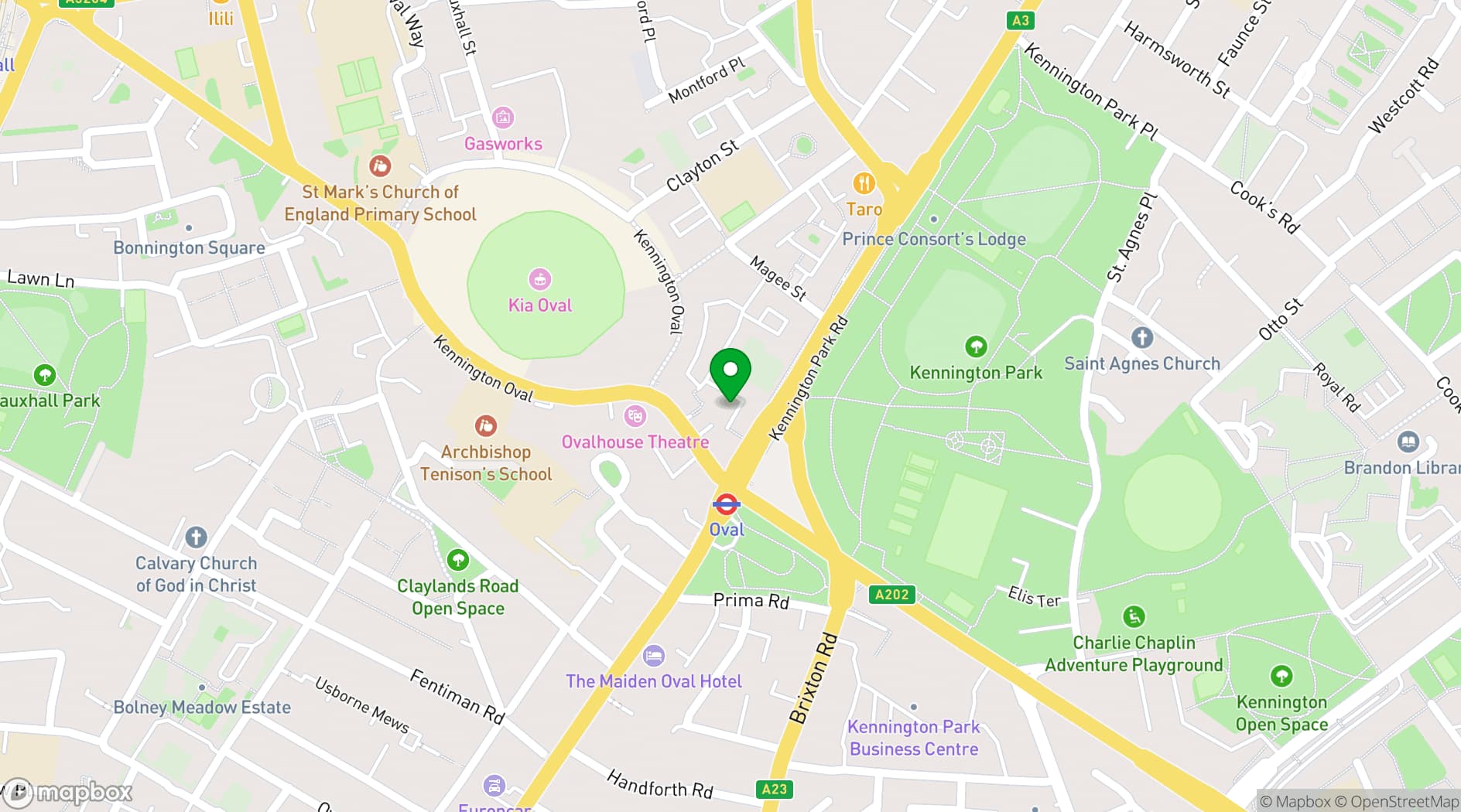 Map showing Kennington Park Community Centre